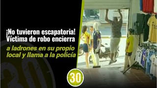 ¡No tuvieron escapatoria! Víctima de robo encierra a ladrones en su propio local y llama a la policía