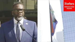 Mayor Brandon Johnson Celebrates Raising Of Chicago's Pride Flag