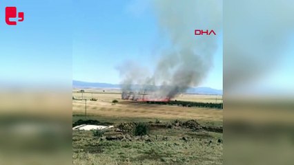 Antep'te, buğday tarlasında yangın
