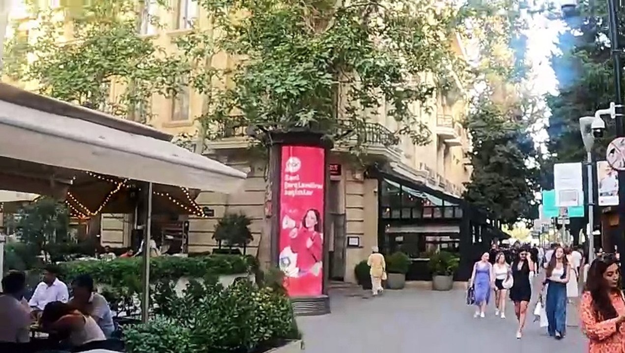 Baku Azerbaijan walking tour | Nizami street Baku  walking | Nizami  Baku Summer Walking Tour | BAKU FAMOUS STREET |
