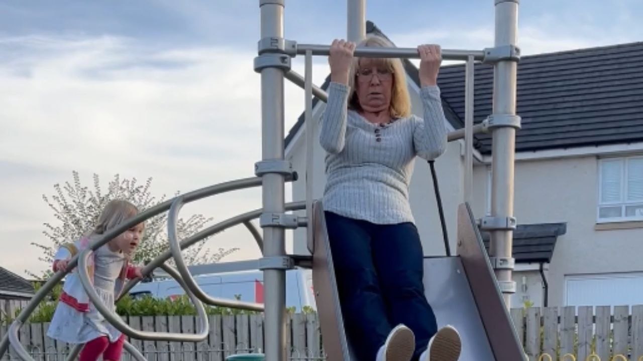 Granny's comical sliding technique sparks infec...