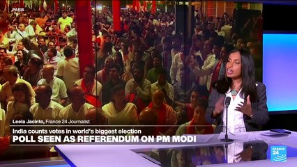 Télécharger la video: India vote count shows Modi alliance winning surprisingly narrow majority