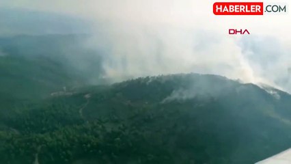 Orhaneli'deki Yangına Havadan ve Karadan Müdahale Devam Ediyor