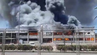 Watch: Fire engulfs warehouse near Ibiza airport