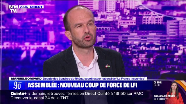 Vêtements aux couleurs de la Palestine à l'Assemblée: Il ne faut pas lâcher l'affaire sur ce sujet, il faut continuer à leur mettre la pression , affirme Manuel Bompard (LFI)