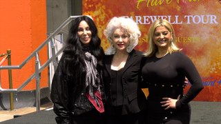 Cher and Bebe Rexha at Cindy Lauper's hand and footprint ceremony