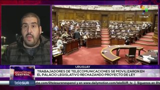 En Uruguay trabajadores de los medios de comunicación se movilizaron en rechazo a la ley de medios