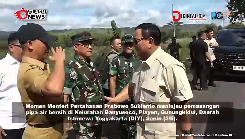 Prabowo Tinjau Proyek Pemasangan Air Bersih di Playen, Gunung Kidul