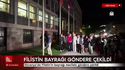 Slovenya'da devlet olarak tanınan Filistin'in bayrağı mecliste göndere çekildi