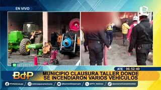 Incendio en Ate: clausuran taller donde se quemaron más de 6 vehículos, incluyendo 2 grúas