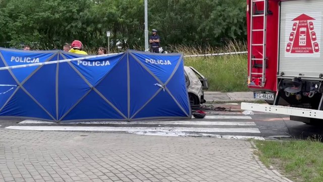 Wybuch i pożar samochodu na ul. Partyzantów w Zielonej Górze