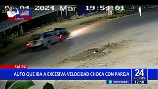 Auto que iba a excesiva velocidad chocó con pareja que estaba en motocicleta