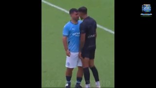 Sergio Aguero angrily squares up to an opponent on his return for Manchester City - three years after retiring from professional football with a heart condition