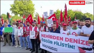 İstanbul İşçi Sendikaları İsrail'in Filistinlilere yönelik saldırılarını protesto etti