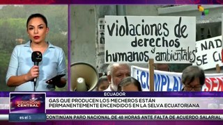 Comunidades amazónicas en Ecuador protestan por la quema de mecheros en la selva