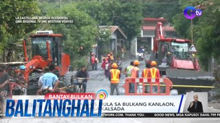Lahar na umagos mula sa Bulakang Kanlaon  tinatanggal na sa kalsada | Balitanghali