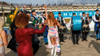 Bagpipes welcomed Taylor Swift to Scotland with a highland rendition of Love Story