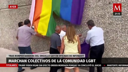 Comunidad LGBT+ reacciona ante destrucción de su bandera en manifestación en el Infonavit