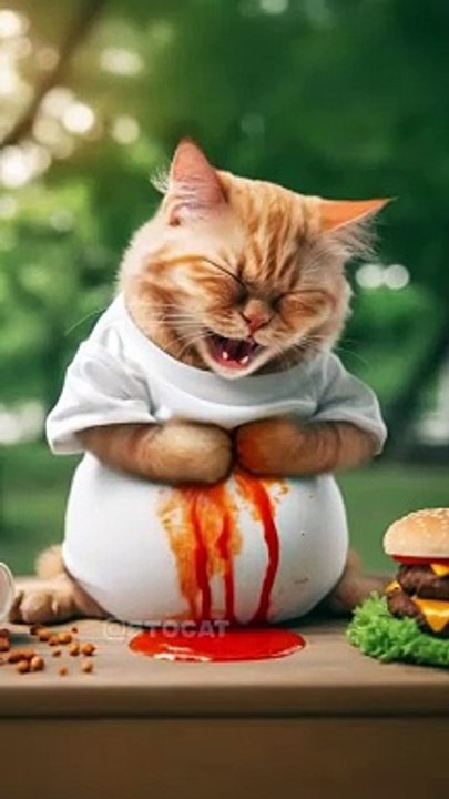 This Cat loves burgers