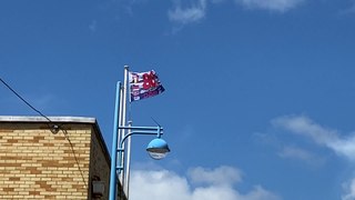 D-Day 80th Anniversary flag flying at Pembroke Dock