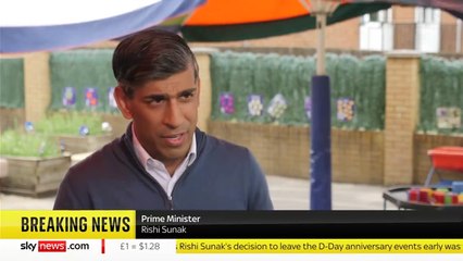 Rishi Sunak says it is important that the story of him leaving D-Day commemorations early yesterday is not "politicised"