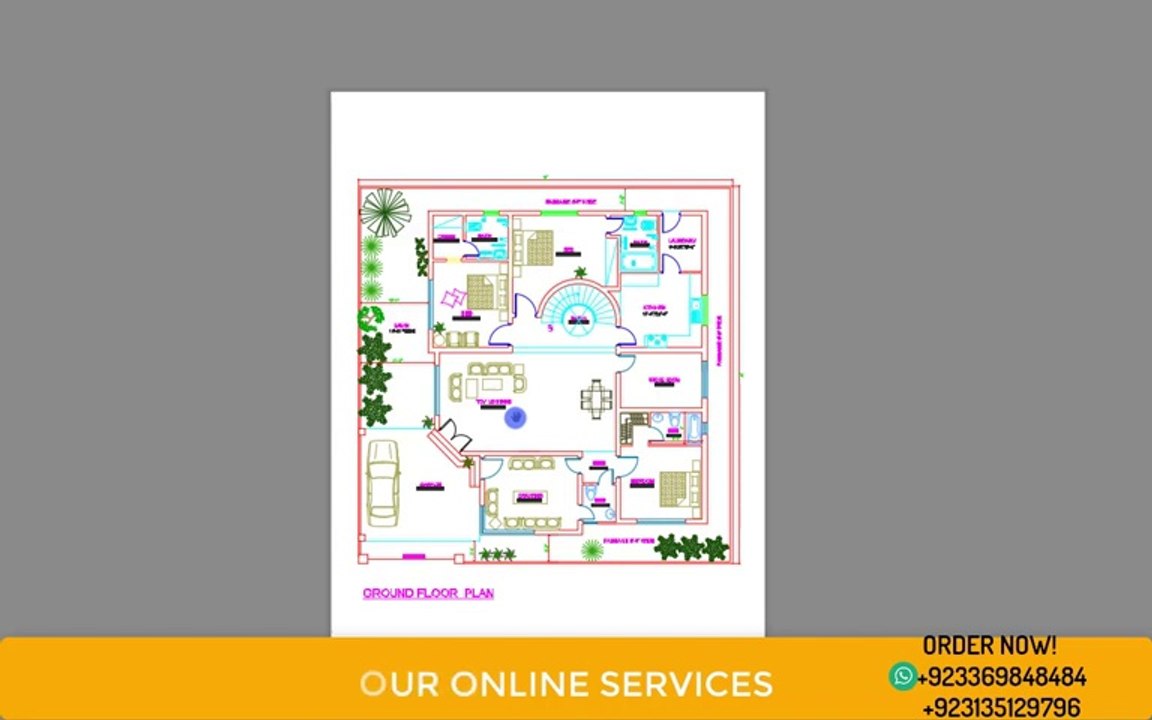 16 MARLA 60x60 HOUSE PLAN DESIGN __ 3 BHK HOUSE PLAN __ 3600 SQ FT HOUSE MAP(480P)