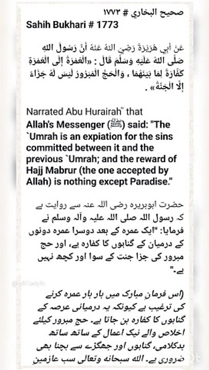 Sahih Bukhari # 1773