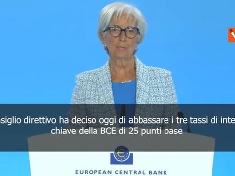Lagarde: Bce taglia i tassi di 25 punti base