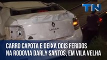 Carro capota e deixa dois feridos na rodovia Darly Santos, em Vila Velha