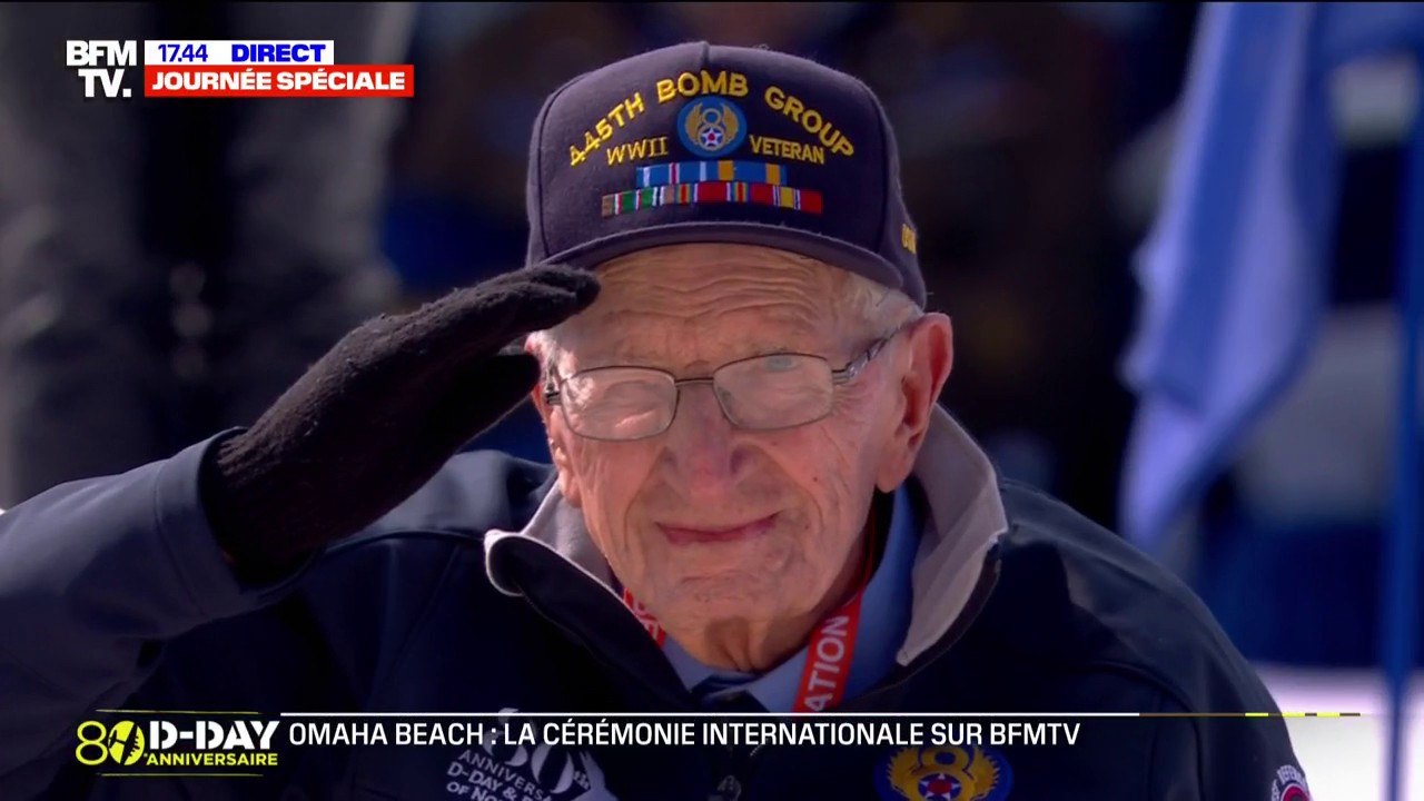 "Nous avons fait des choses extraordinaires": Le vétéran américain Ed Berthold lit la lettre écrite à sa mère au lendemain du D-Day lors de la cérémonie internationale à Omaha Beach