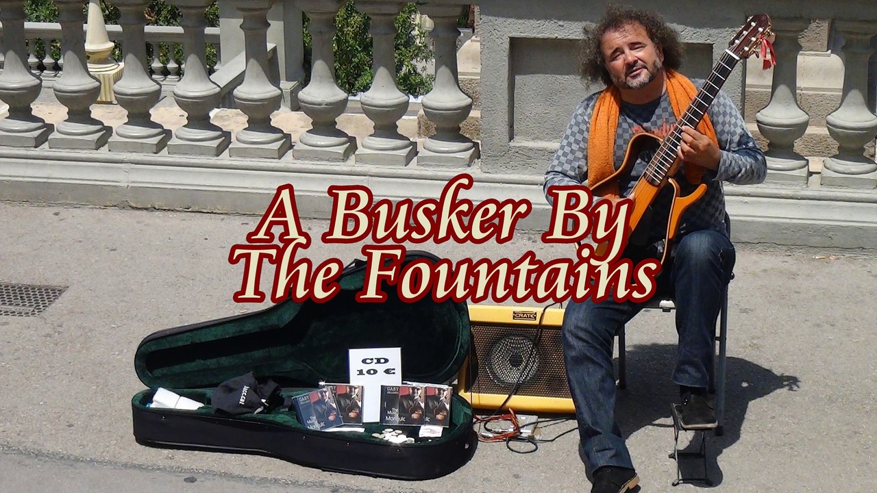Barcelona Spain Busker at the Fountain   2014 Barcelona Spain
