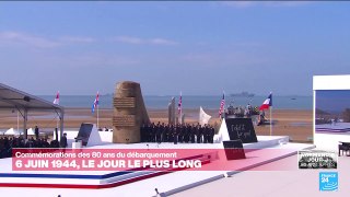 80 ans du D-Day : discours d'Emmanuel Macron lors de la cérémonie internationale à Omaha Beach