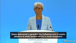 Bce, gi? i tassi ma Lagarde mette in guardia sull'inflazione