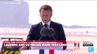 Macron gives speech at Omaha Beach
