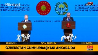 Özbekistan Cumhurbaşkanı Mirziyoyev'e Devlet Nişanı Töreni