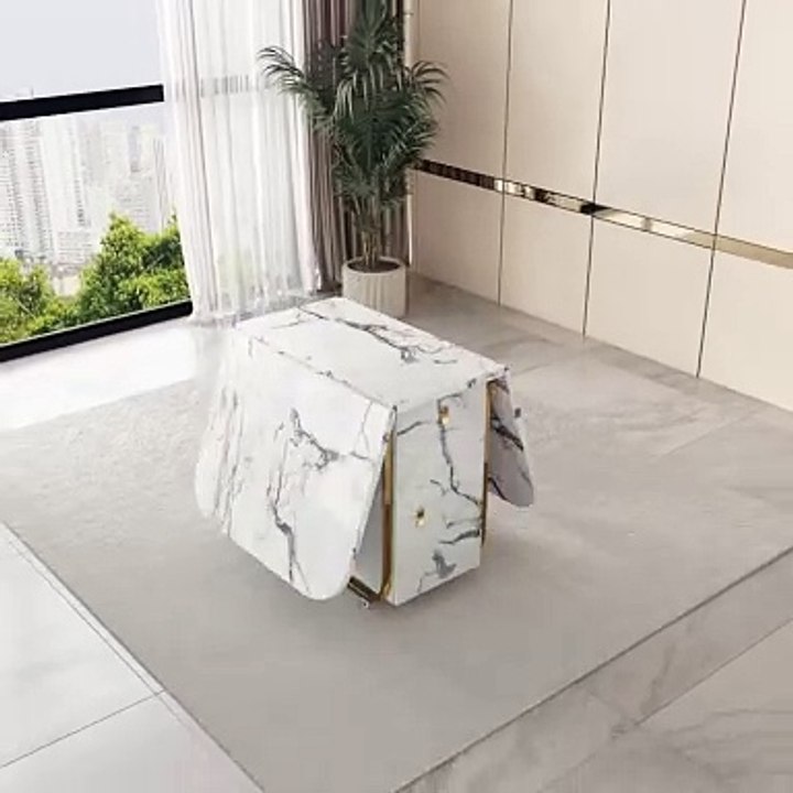 Movable Folding Dining Table with Storage Rack and 2 Drawers