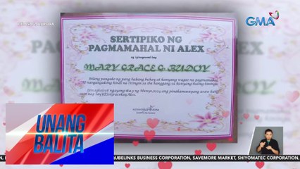 "Certificate of Love," iniabot sa babae matapos mag-'Yes' sa marriage proposal ng nobyo| Unang Balita