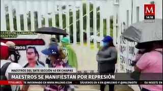 Integrantes del SNTE se manifiestan en Chiapas por represión de las autoridades administrativas