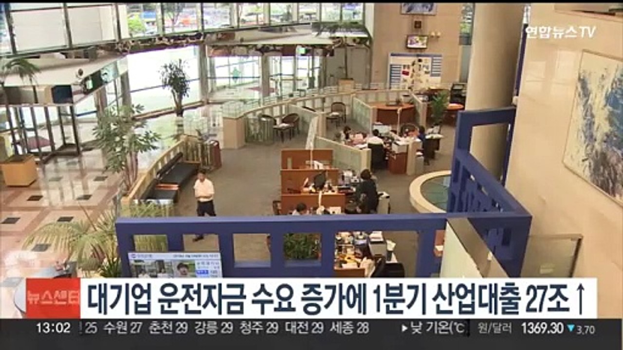 대기업 운전자금 수요 증가에 1분기 산업대출 27조↑