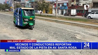 SJL: conductores y vecinos afectados por pésimo estado de avenida Santa Rosa