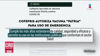 Cofepris aprueba vacuna mexicana Patria contra Covid-19