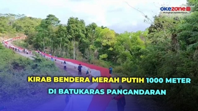 Bikin Kagum, Bendera Merah Putih Sepanjang 1.000 Meter Meliuk Indah di Batukaras Pangandaran