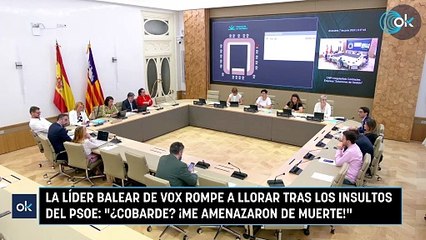 La líder balear de Vox rompe a llorar tras los insultos del PSOE: "Cobarde a mí, que me amenazaron de muerte"