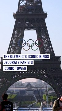 Olympic Rings installed on Eiffel Tower