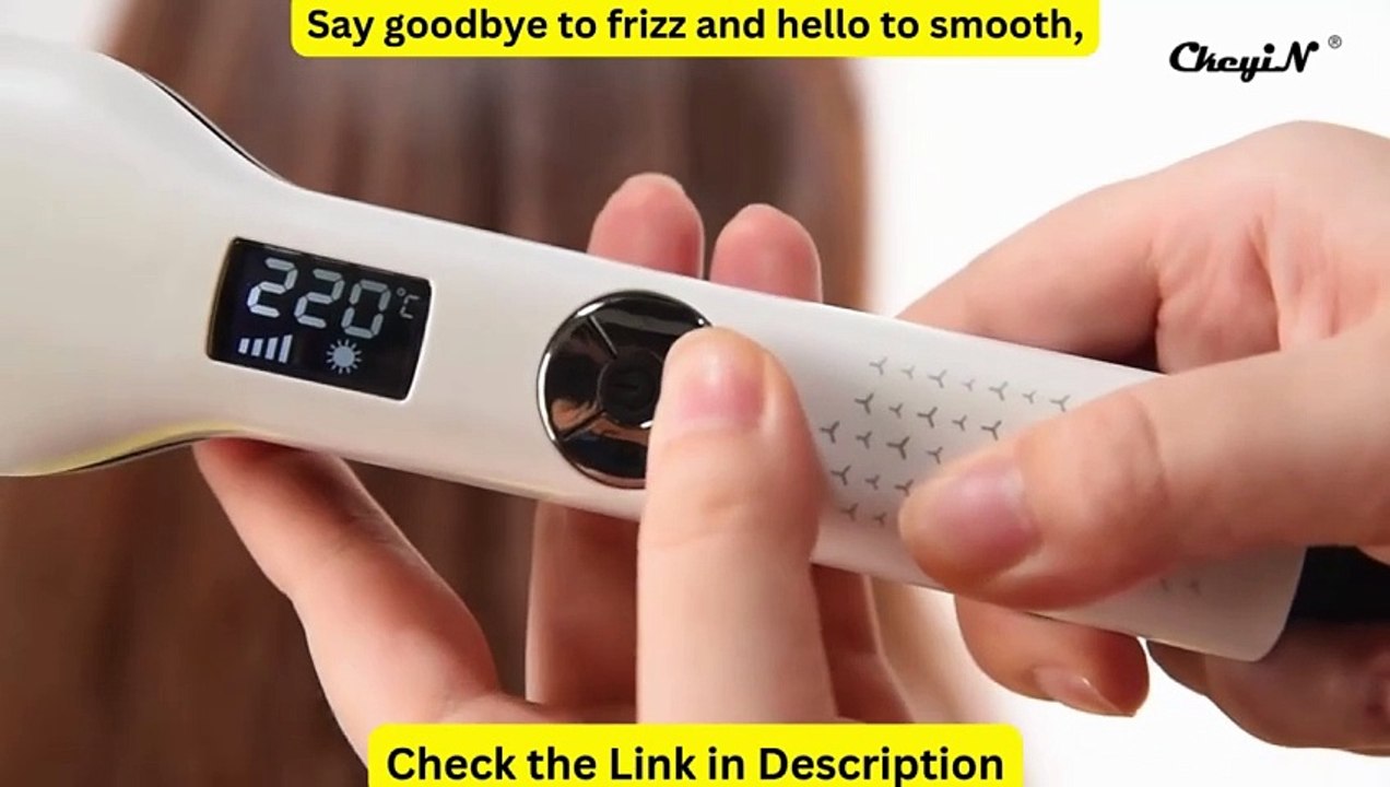 CkeyiN 44mm Tourmaline Ceramic Hair Straightener LCD Display Fast Heating Flat Iron Adjustable