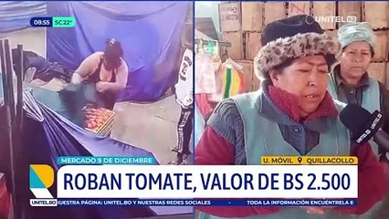 Video: Roban nueve cajas de tomate valuadas en Bs 2.500 de un mercado de Quillacollo