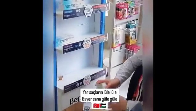Eczacı, İsrail'i destekleyen Bayer'in ilaçlarını çöpe attı: Yar saçların lüle lüle, Bayer sana güle güle