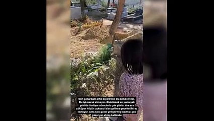 Ayşenur Parlak'ın kızı 8 yaşındaki Ela annesinin mezar ziyaretinde yürekleri sızlattı: "Çok güzel değil mi baba? Anneme göre olmuş"