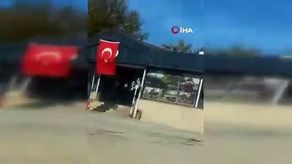 İstasyonda akaryakıt alan otomobil alev aldı