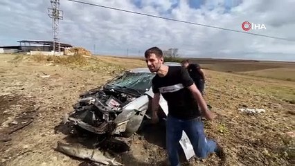 Hurdaya dönen araçtan sağ salim çıktı